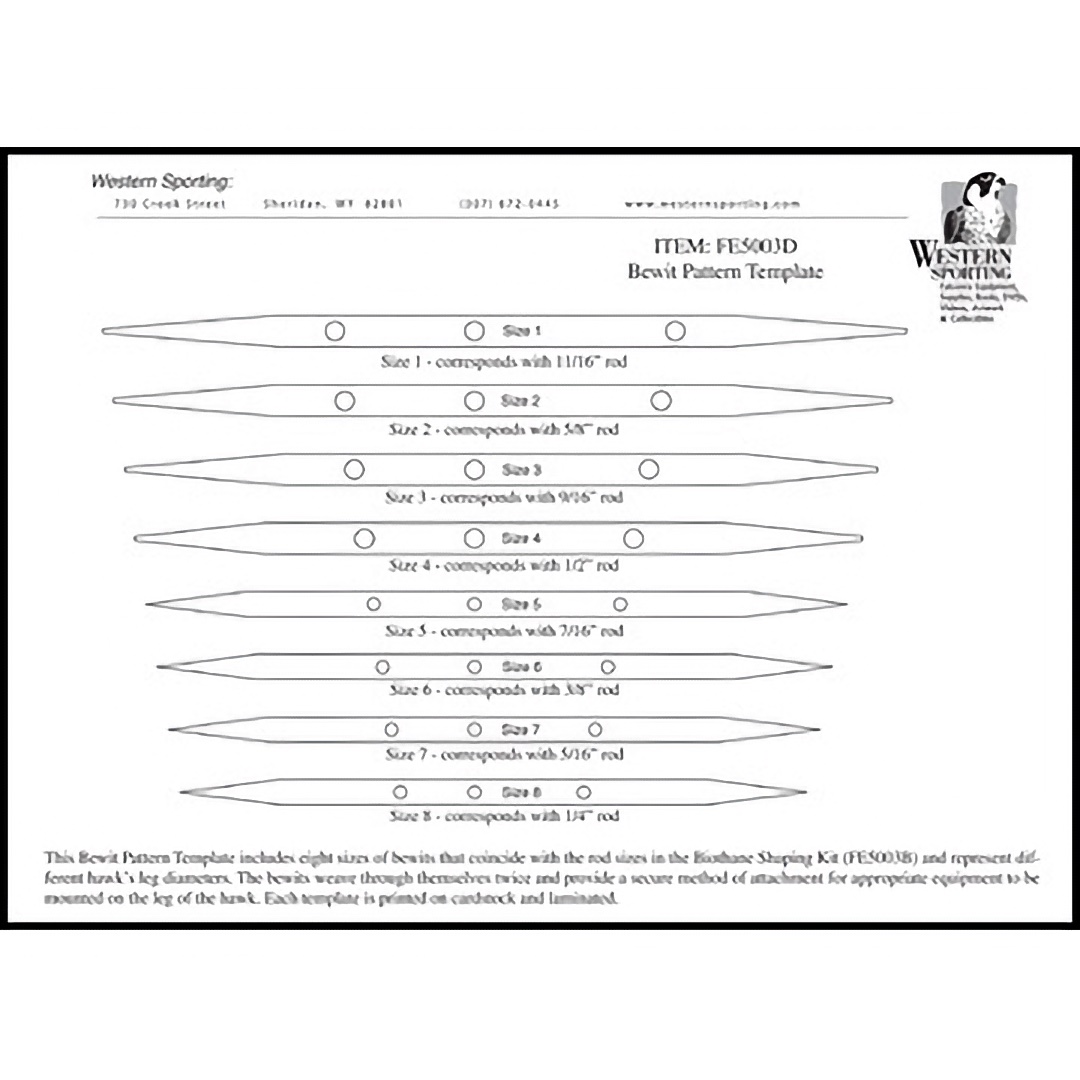 Bewit Template - Laminated Sheet Made for Fitting All Biothane Rod Sizes