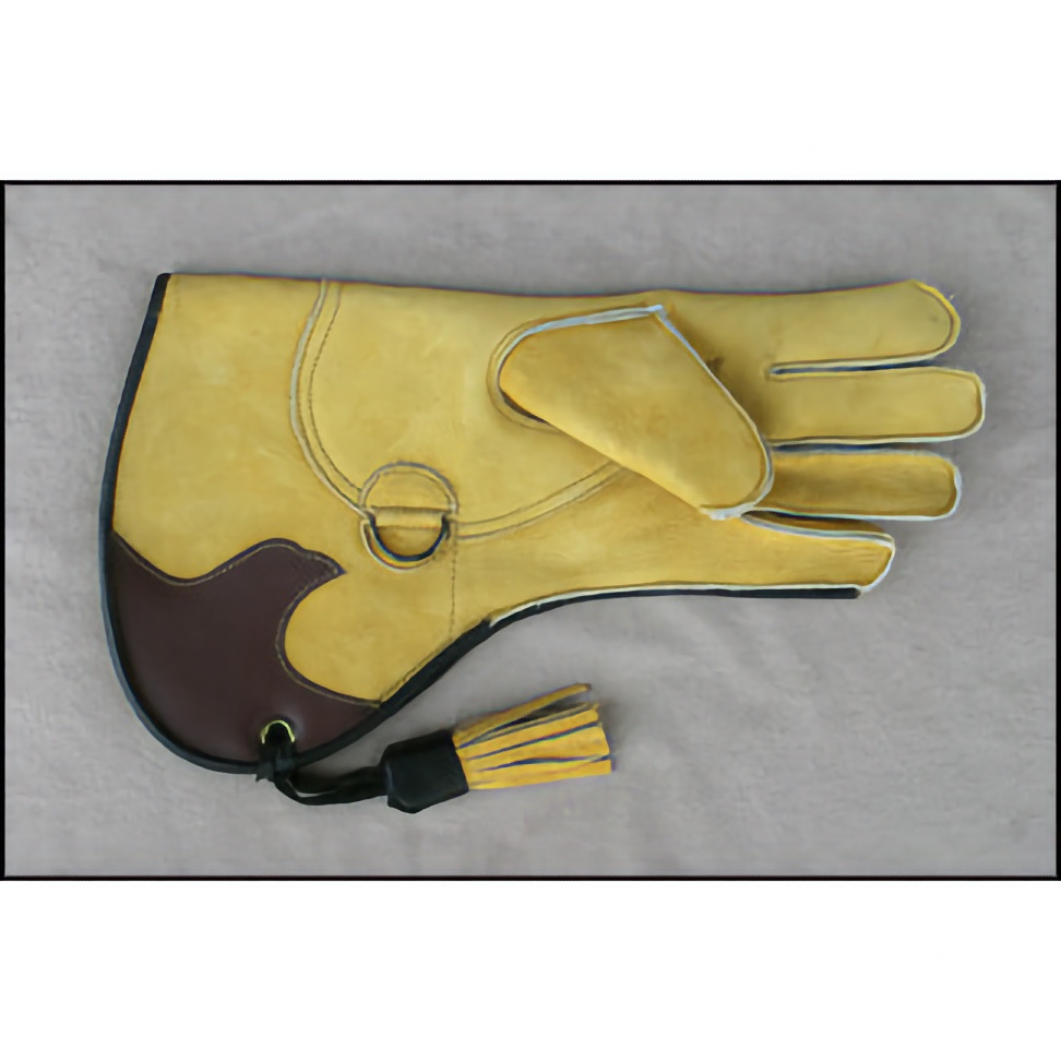 Long Cuff Cowhide Gauntlet - Extra Heavy Duty Use - Great for Grippy Hawks